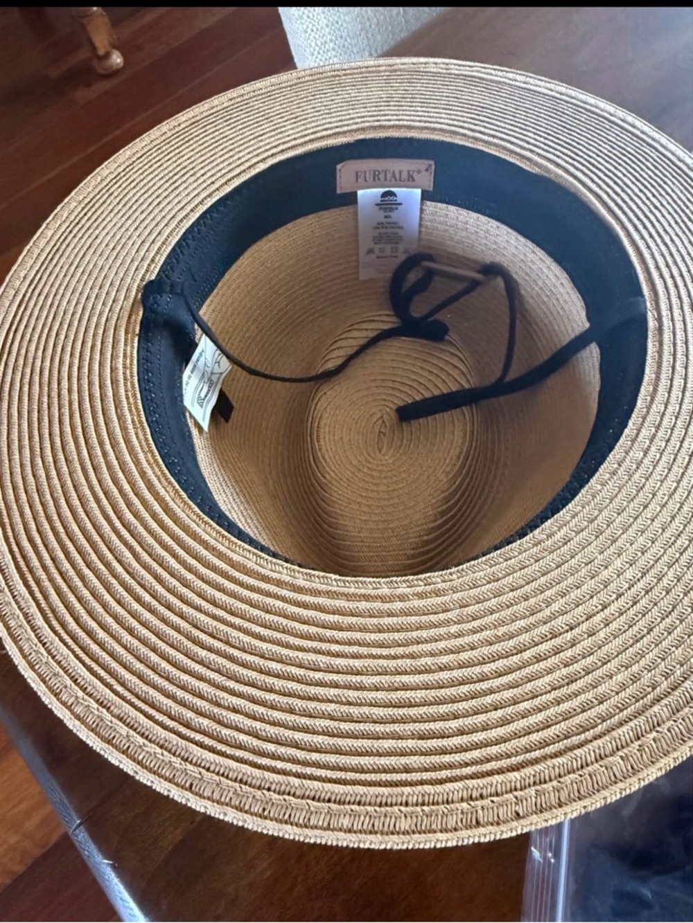 Furtalk Women’s Wide Brim Straw Sun Hat - Tan - Picture 3 of 6